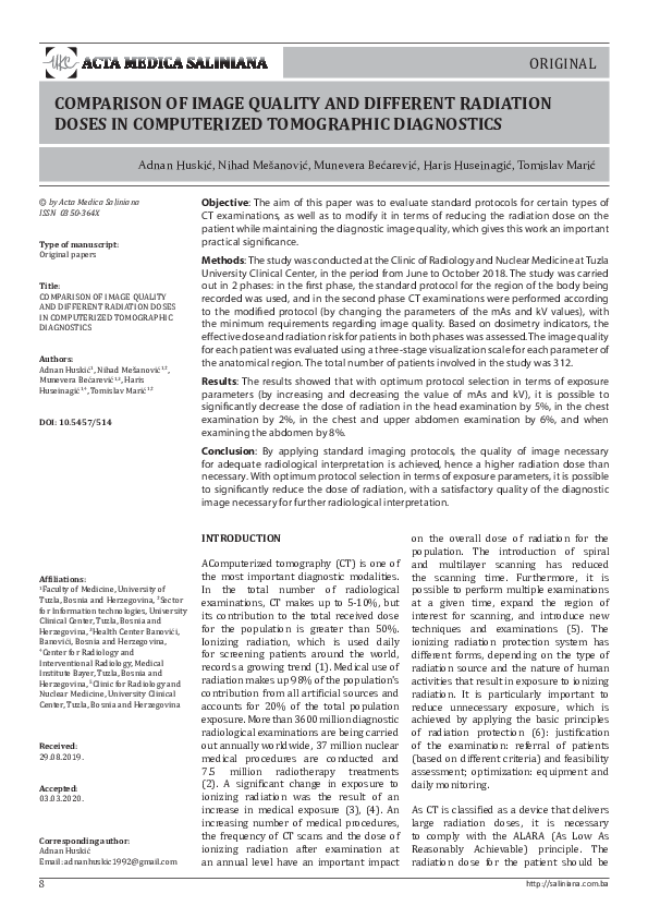 (PDF) Comparison of Image Quality and Different Radiation Doses in ...