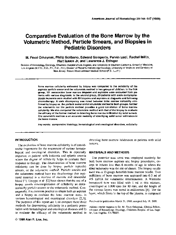 (PDF) Comparative evaluation of the bone marrow by the volumetric ...