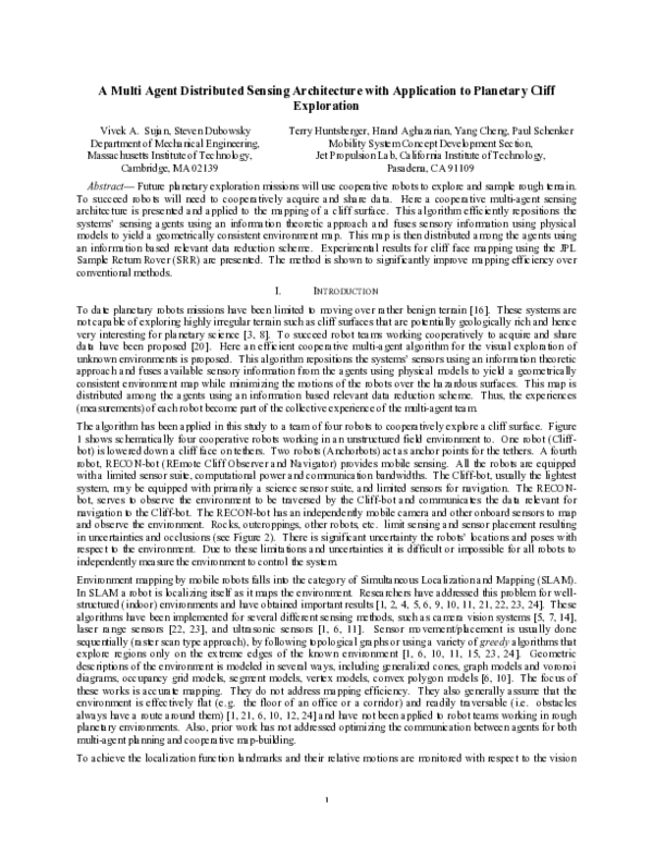 (PDF) Multi agent distributed sensing architecture with application to ...