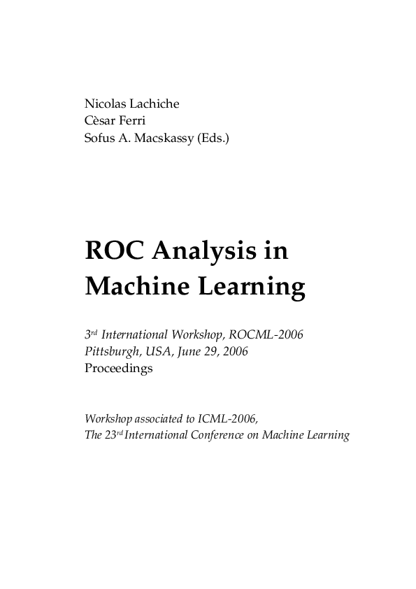 (PDF) ROC analysis in Machine Learning