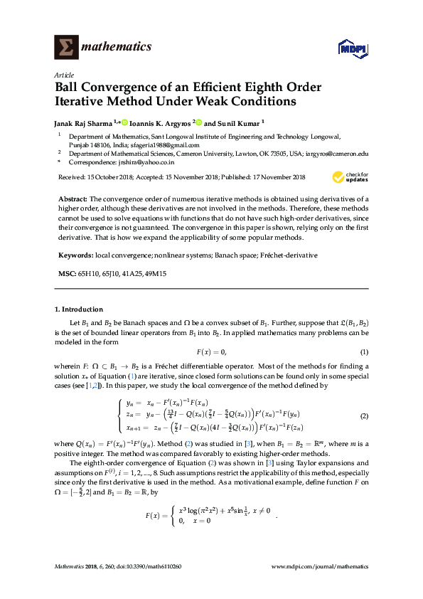 (PDF) Ball Convergence of an Efficient Eighth Order Iterative Method ...