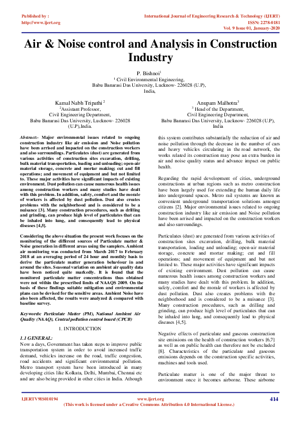 (PDF) Air Noise control and Analysis in Construction Industry