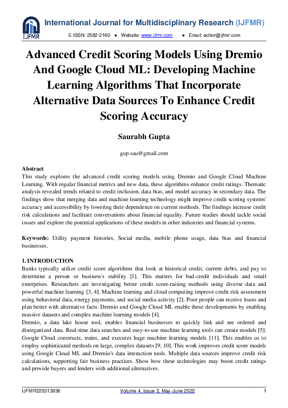 (PDF) Advanced Credit Scoring Models using Machine Learning Algorithms