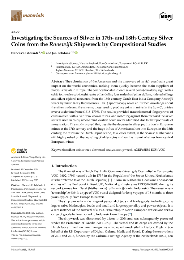 (PDF) Investigating the Sources of Silver in 17th-and 18th-Century ...