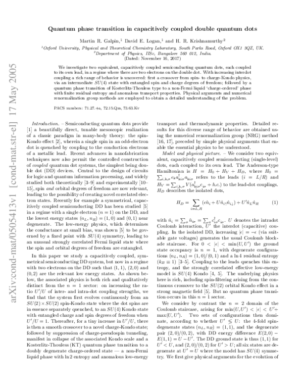 (PDF) Quantum Phase Transition in Capacitively Coupled Double Quantum Dots