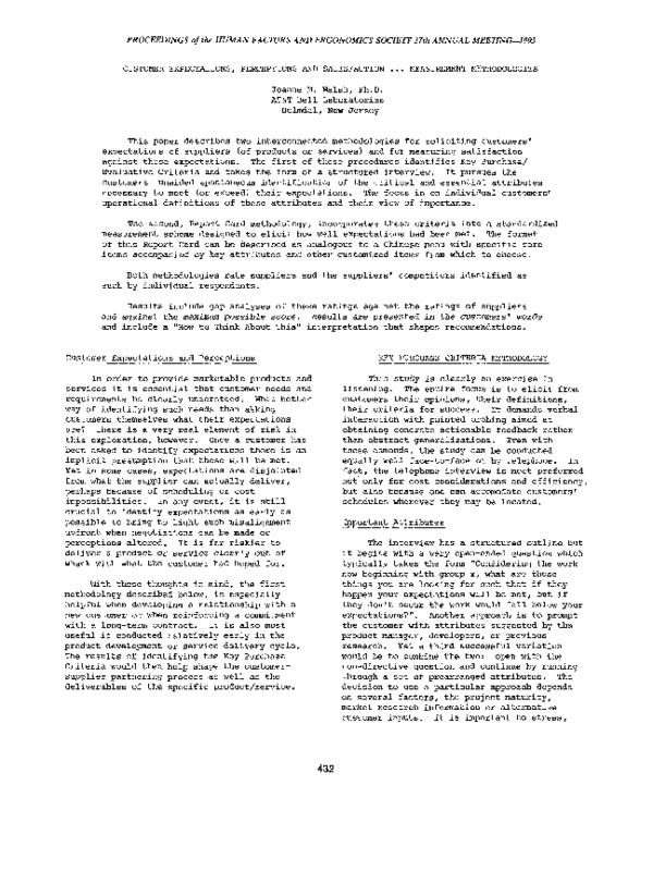 (PDF) Customer Expectations, Perceptions and Satisfaction … Measurement ...