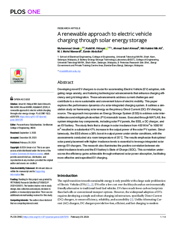(PDF) A renewable approach to electric vehicle charging through solar ...