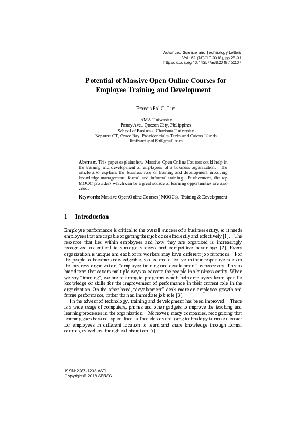 (PDF) Potential of Massive Open Online Courses for Employee Training ...