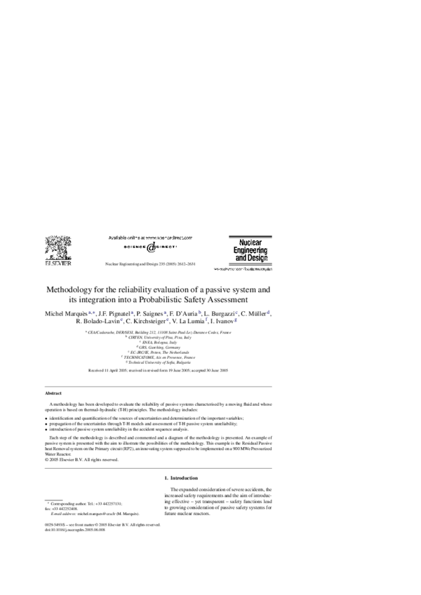(PDF) Methodology for the reliability evaluation of a passive system ...