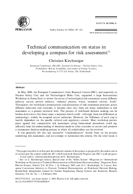 (PDF) Technical communication on status in developing a compass for ...