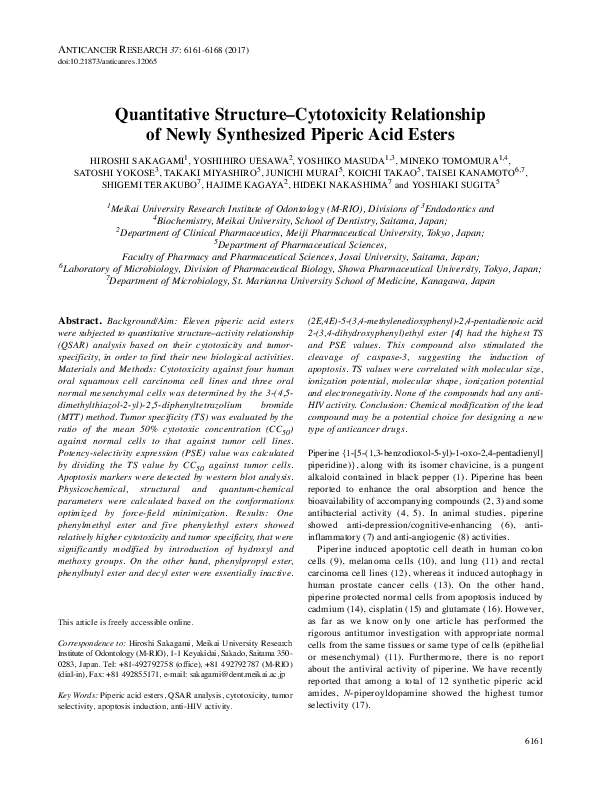 (PDF) Quantitative Structure–Cytotoxicity Relationship of Newly ...