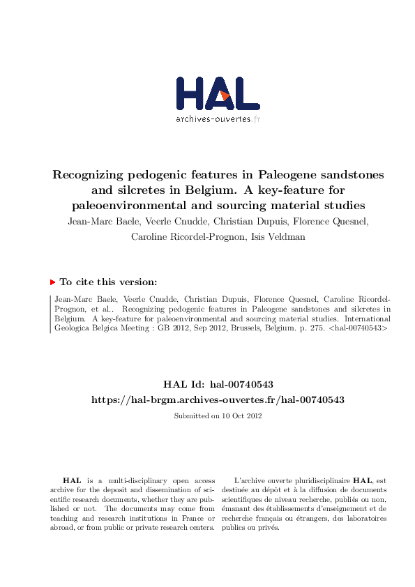(PDF) Recognizing pedogenic features in Paleogene sandstones and ...