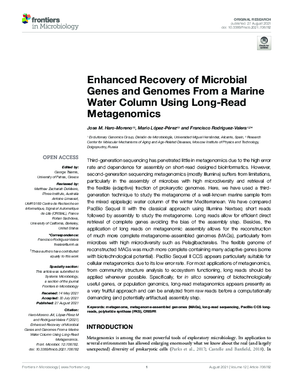 (PDF) Enhanced Recovery of Microbial Genes and Genomes From a Marine ...