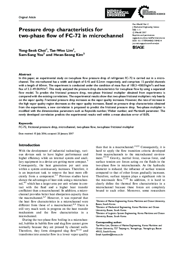 (PDF) Pressure drop characteristics for two-phase flow of FC-72 in ...