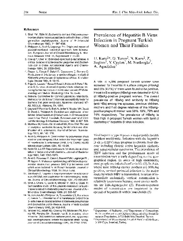 (PDF) Prevalence of hepatitis B virus infection in pregnant Turkish ...