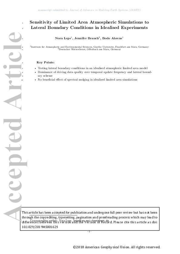 (PDF) Sensitivity of Limited Area Atmospheric Simulations to Lateral ...