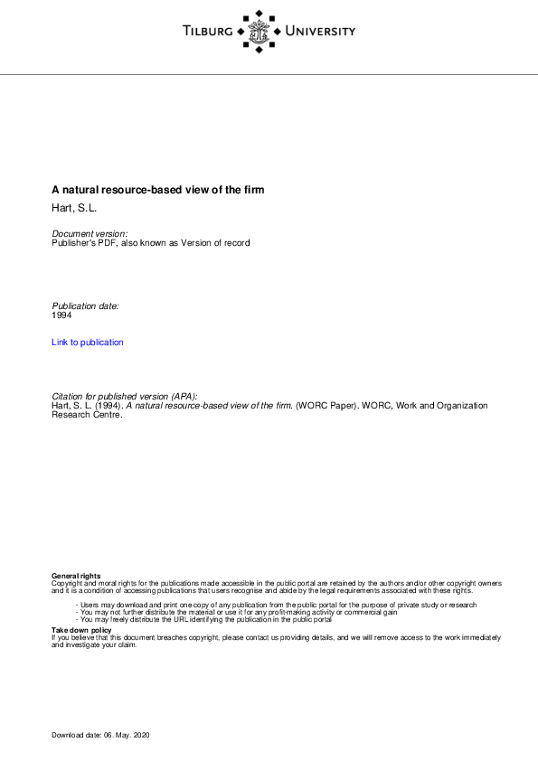 (PDF) A Natural-Resource-Based View of the Firm