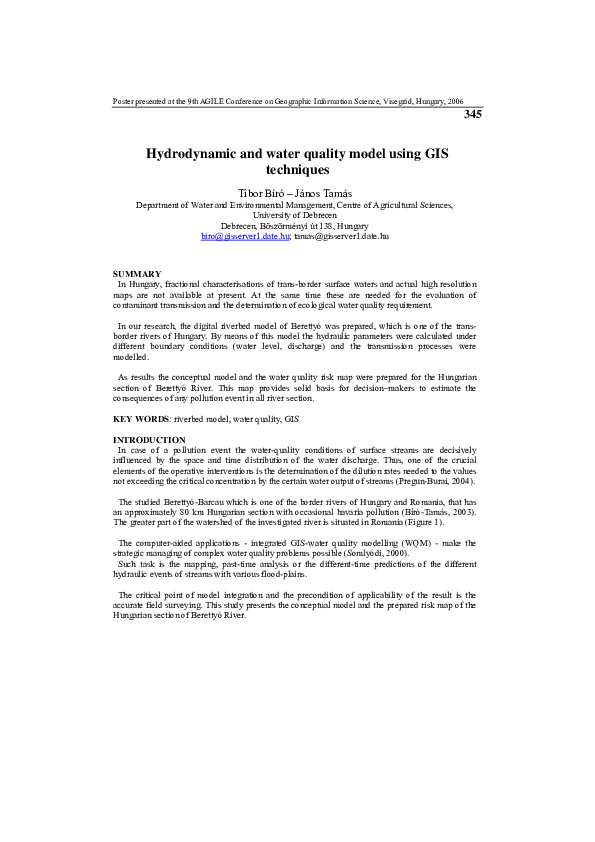 (PDF) Hydrodynamic and water quality model using GIS techniques