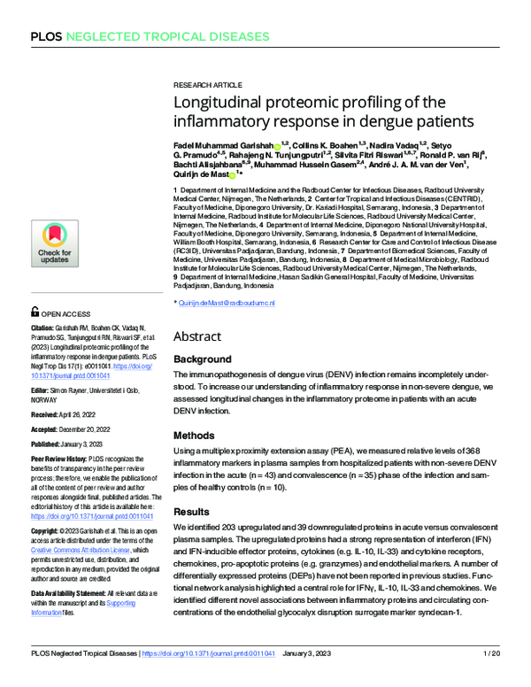 (PDF) Longitudinal proteomic profiling of the inflammatory response in ...