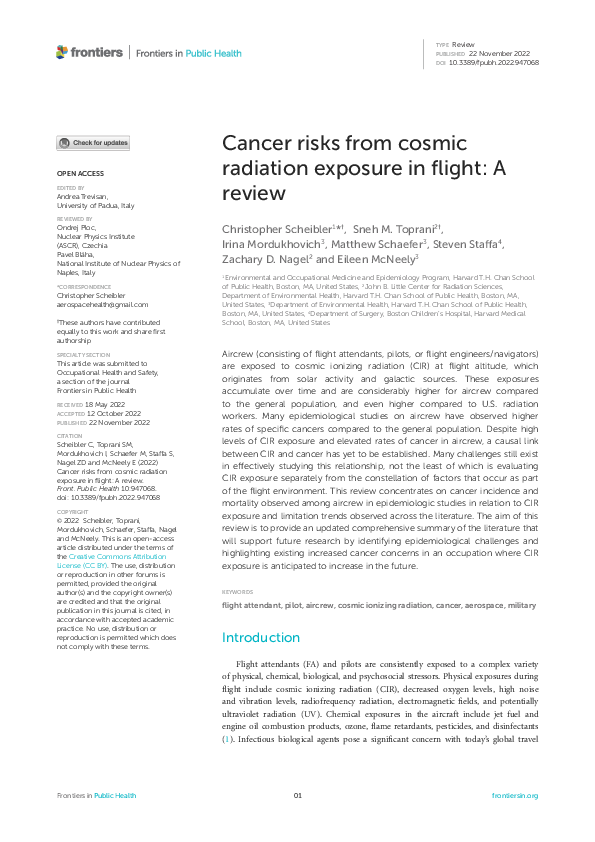 (PDF) Cancer risks from cosmic radiation exposure in flight: A review