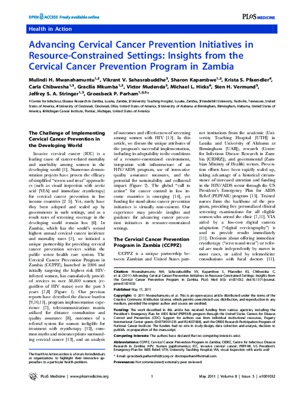 (PDF) Advancing Cervical Cancer Prevention Initiatives in Resource ...