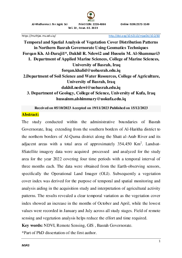(PDF) Temporal and Spatial Analysis of Vegetation Cover Distribution ...