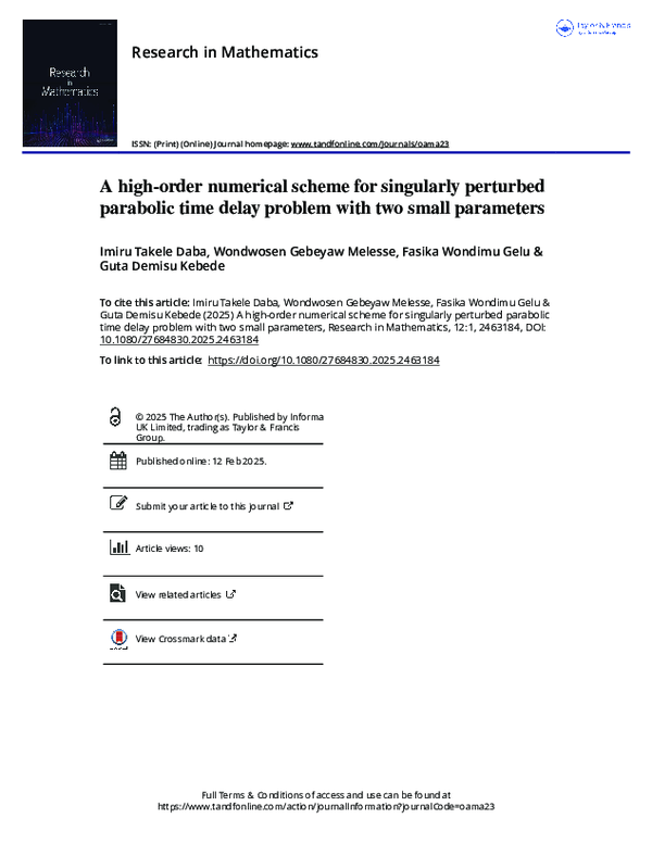 (PDF) A high-order numerical scheme for singularly perturbed parabolic ...
