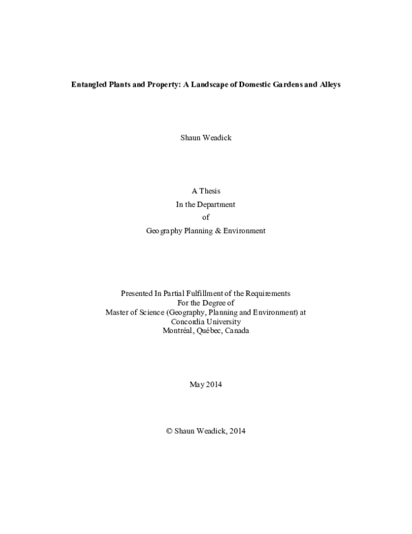 (PDF) Entangled Plants and Property: A Landscape of Domestic Gardens ...