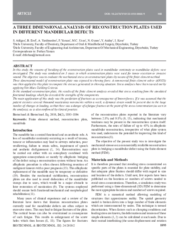 (PDF) A Three Dimensional Analysis of Reconstruction Plates Used in ...