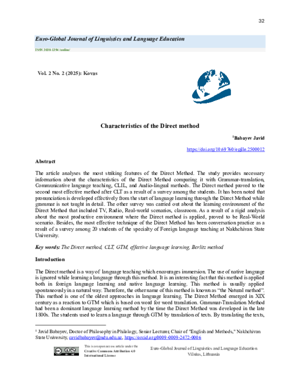 (PDF) Characteristics of the Direct method