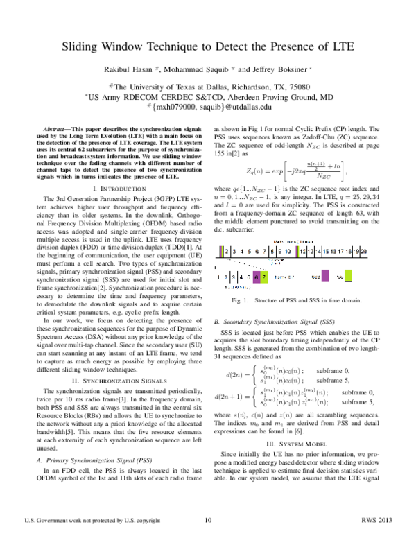 (PDF) Sliding window technique to detect the presence of LTE