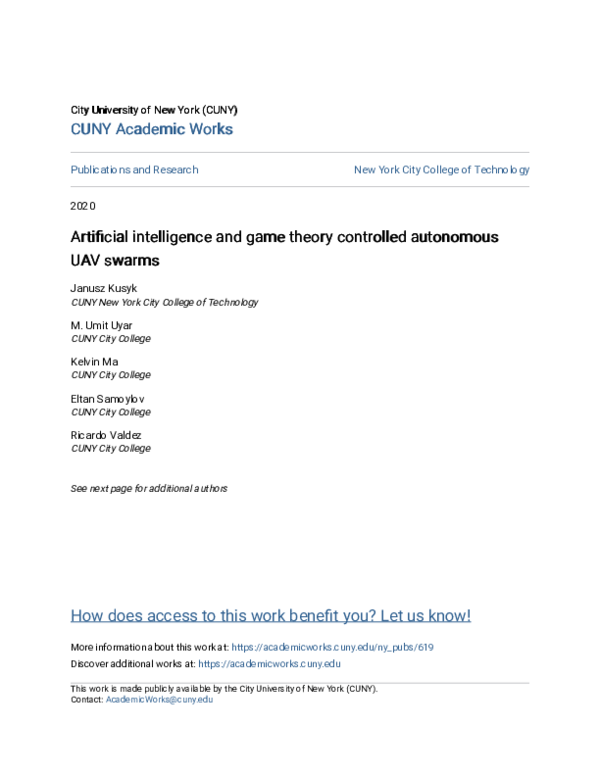(PDF) Artificial intelligence and game theory controlled autonomous UAV ...