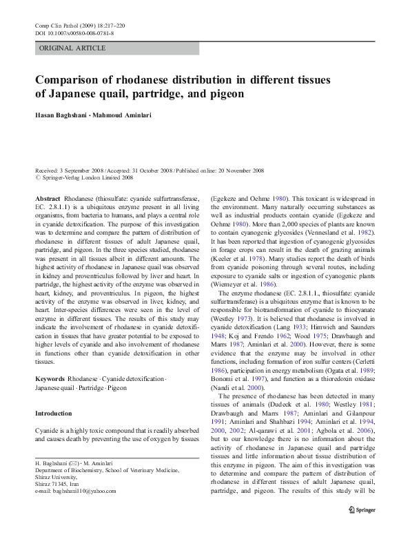 (PDF) Comparison of rhodanese distribution in different tissues of ...