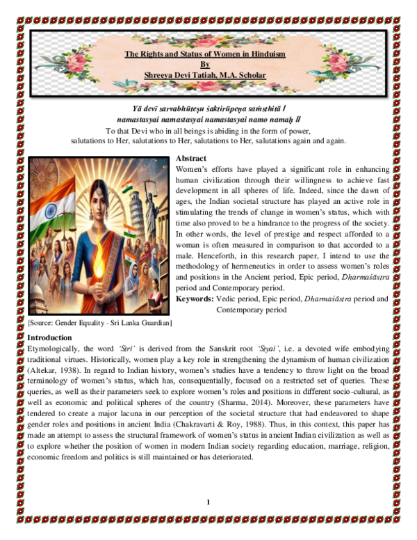 (PDF) The Rights and Status of Women in Hinduism
