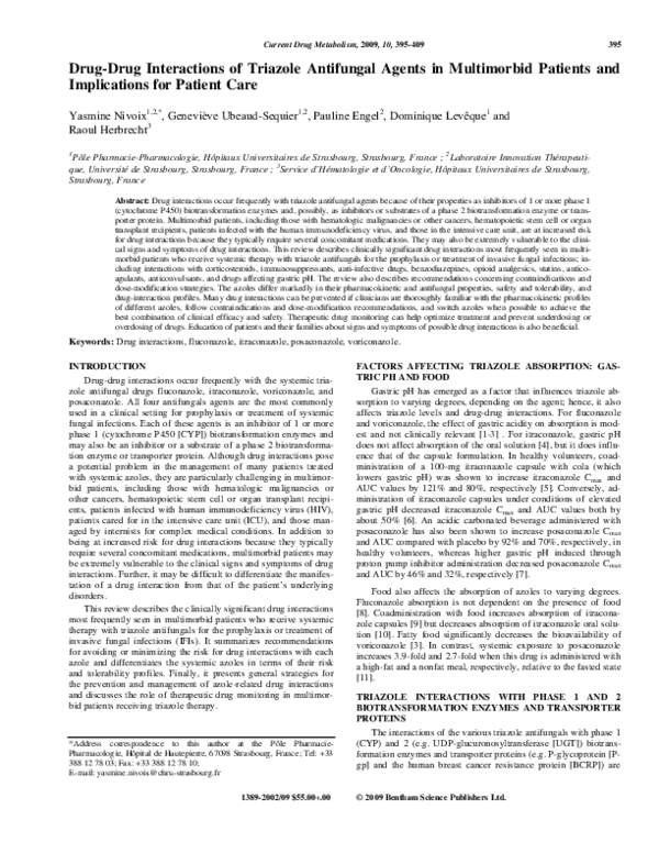(PDF) Drug-Drug Interactions of Triazole Antifungal Agents in ...