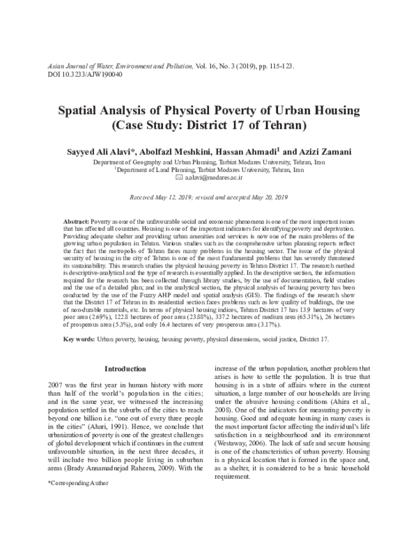 (PDF) Spatial Analysis of Physical Poverty of Urban Housing (Case Study ...