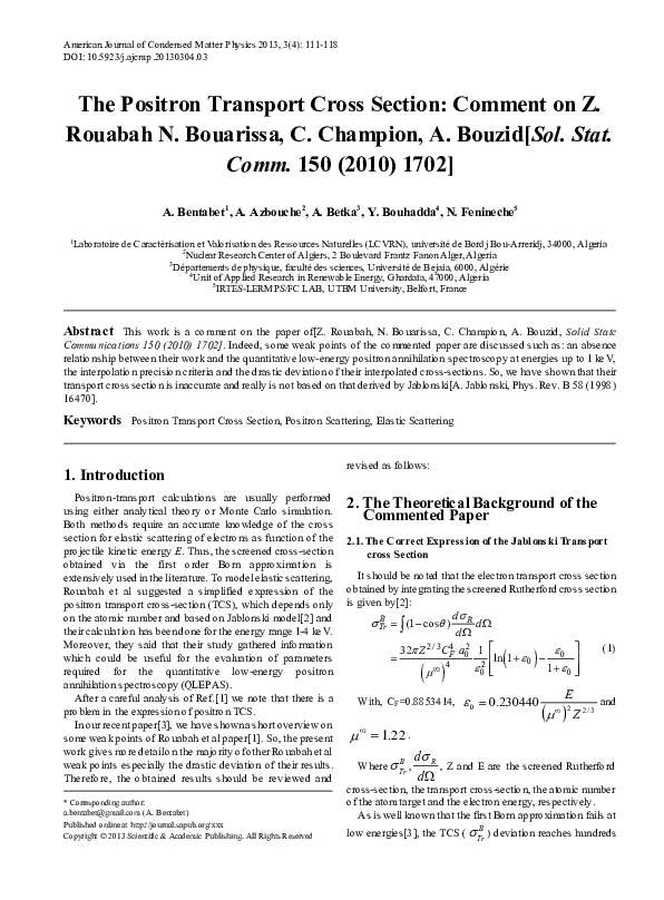 (PDF) Monte Carlo Simulation of the Transport of Electrons in Semi ...