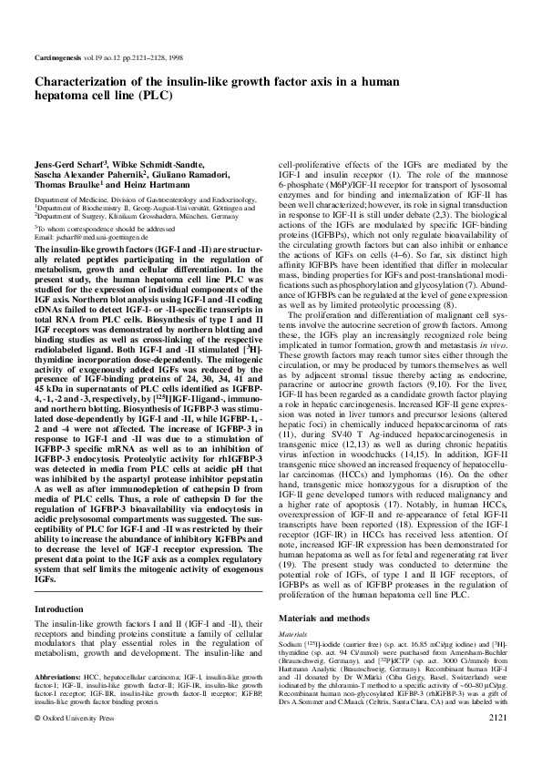 (PDF) Characterization of the insulin-like growth factor axis in a ...