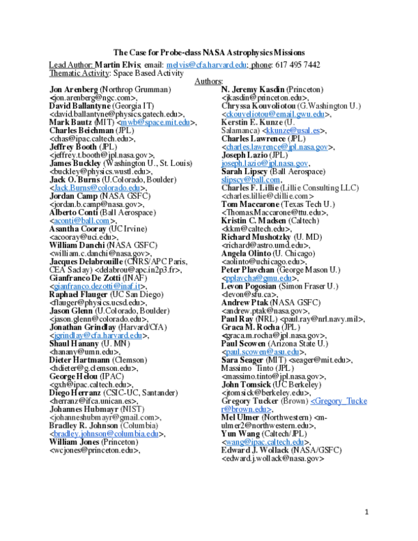 (PDF) The Case for Probe-class NASA Astrophysics Missions