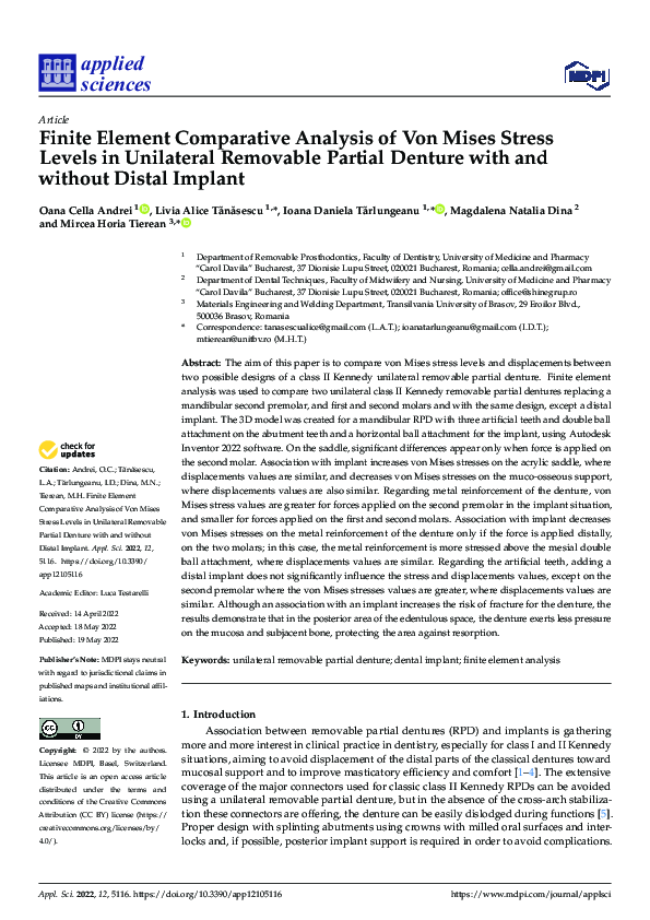 (PDF) Finite Element Comparative Analysis of Von Mises Stress Levels in ...