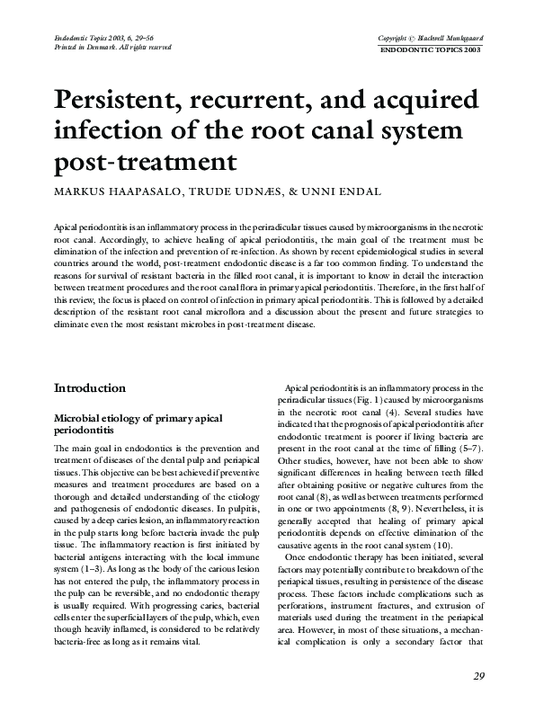 (PDF) Persistent, recurrent, and acquired infection of the root canal ...