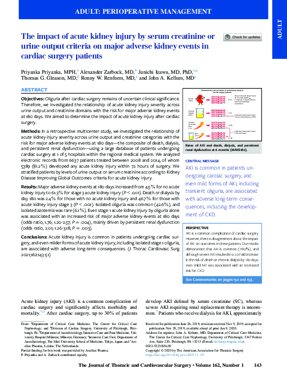 (PDF) The impact of acute kidney injury by serum creatinine or urine ...