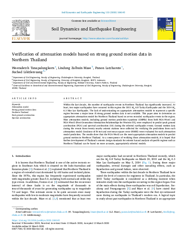 (PDF) Verification of attenuation models based on strong ground motion ...