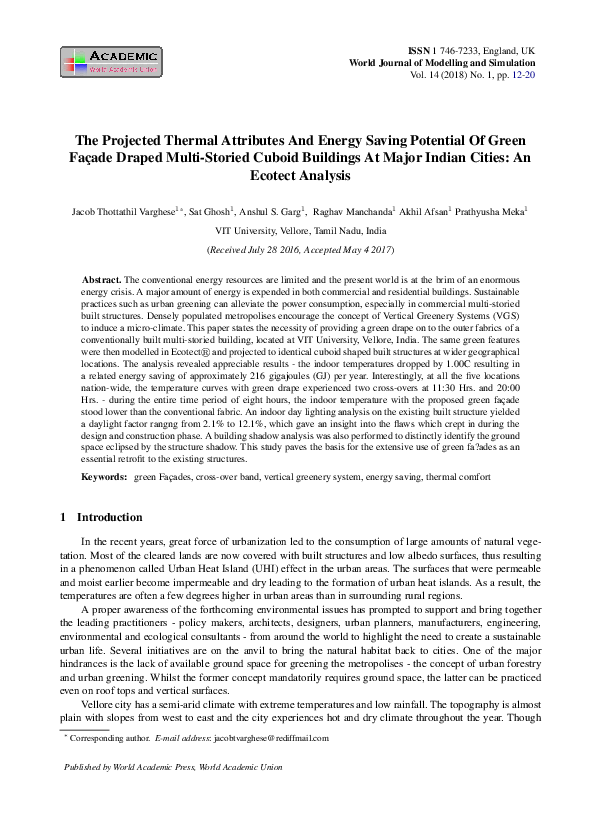 (PDF) The Projected Thermal Attributes And Energy Saving Potential Of ...