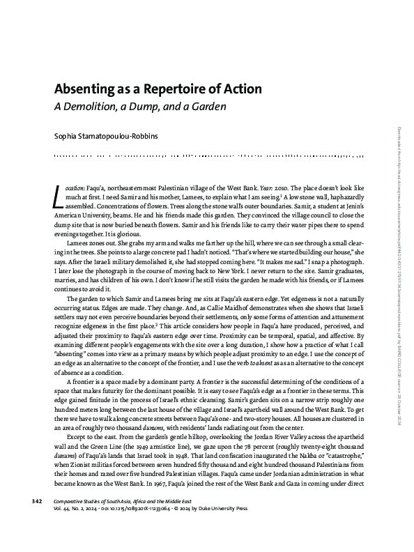 (PDF) Absenting as a Repertoire of Action stamatopoulourobbins 2024
