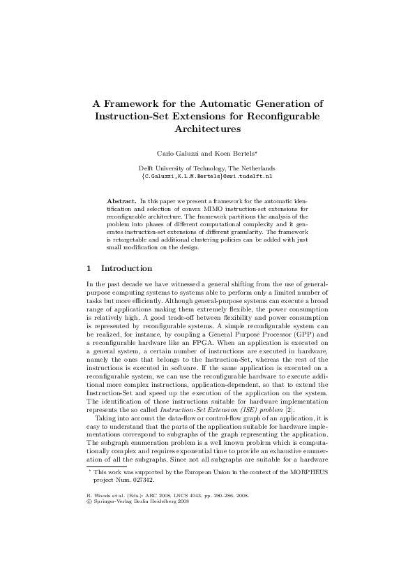 (PDF) A Framework for the Automatic Generation of Instruction-Set ...