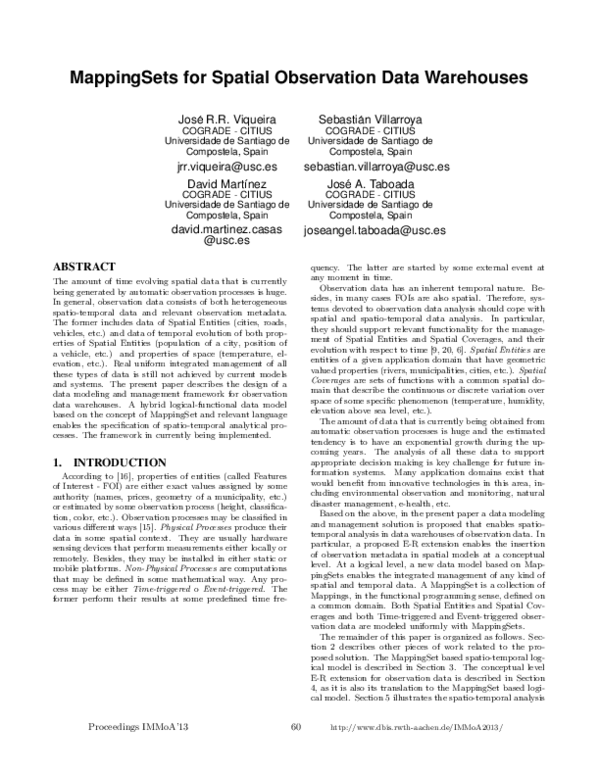 (PDF) MappingSets for Spatial Observation Data Warehouses