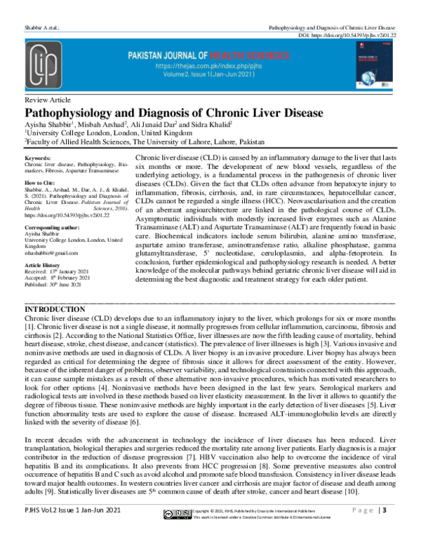 (PDF) Pathophysiology and Diagnosis of Chronic Liver Disease