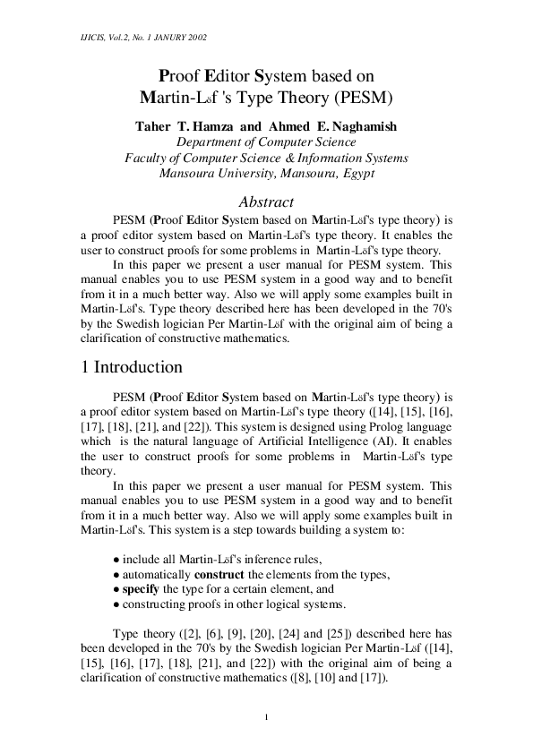 (PDF) Proof Editor System based on Martin-Löf 's Type Theory (PESM)