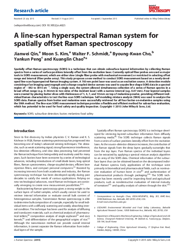 (PDF) A line-scan hyperspectral Raman system for spatially offset Raman ...